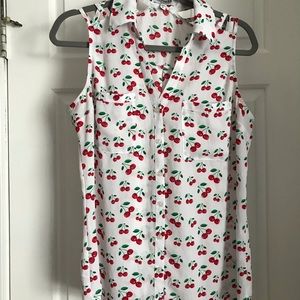 Cherry sleeveless blouse